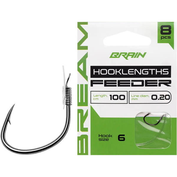 Готовий повідець Brain Bream 0.18mm, length 100cm, hook #8 (8pcs)