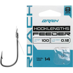 Готовый поводок Brain Roach 0.12mm, length 100cm, hook #14 (8pcs)