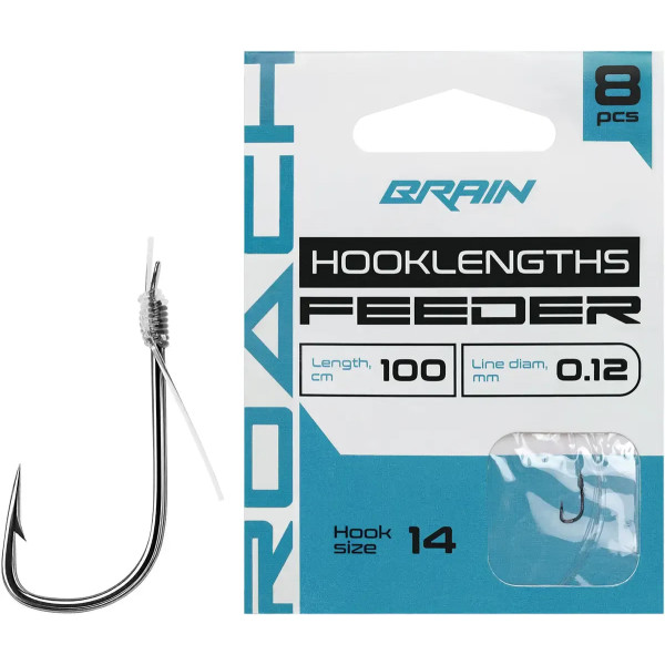 Готовый поводок Brain Roach 0.18mm, length 100cm, hook #8 (8pcs)