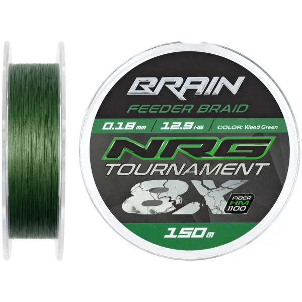 Шнур Brain NRG 8X Tournament 150m 0.18mm 12.9kg Green