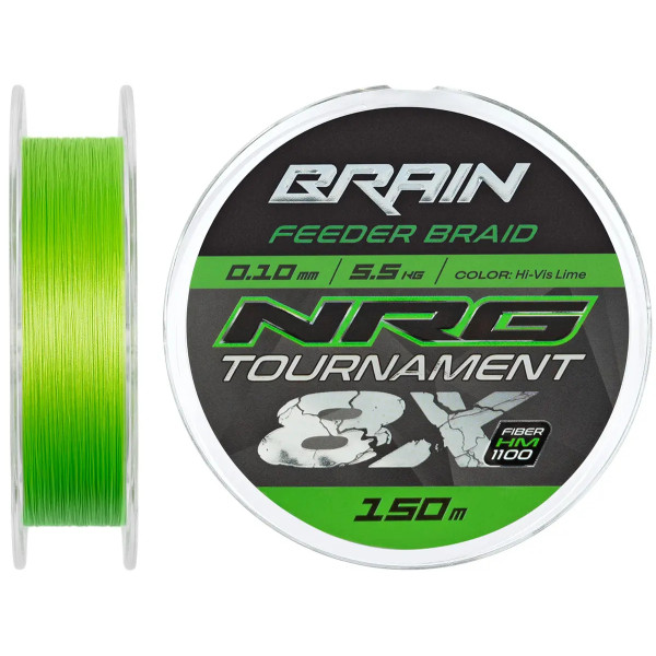 Шнур Brain NRG 8X Tournament 150m 0.12mm 7.0kg Lime