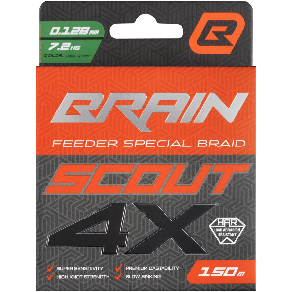 Шнур Brain Scout 4X (2026) 150m (deep green) 0.148mm 8.6kg