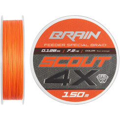 Шнур Brain Scout 4X (2026) 150m (fluoro Orange) 0.128mm 7.2kg