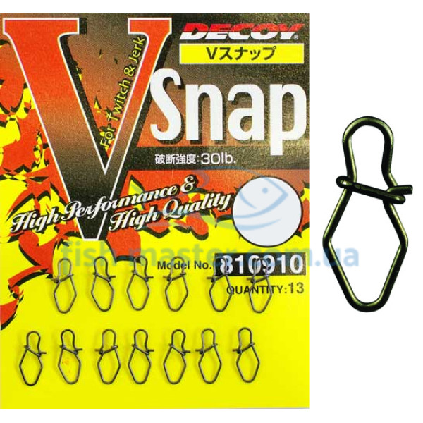 Застежка Decoy V Snap 2, 38lb, 13 шт