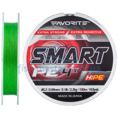 Шнур Favorite Smart PE 4x 150м (салат.) #0.3/0.09мм 2.3кг/5.1lb