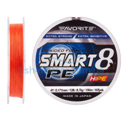 Шнур Favorite Smart 8x 150м (red orange) #1.0/0.171mm 12lb/8.7kg
