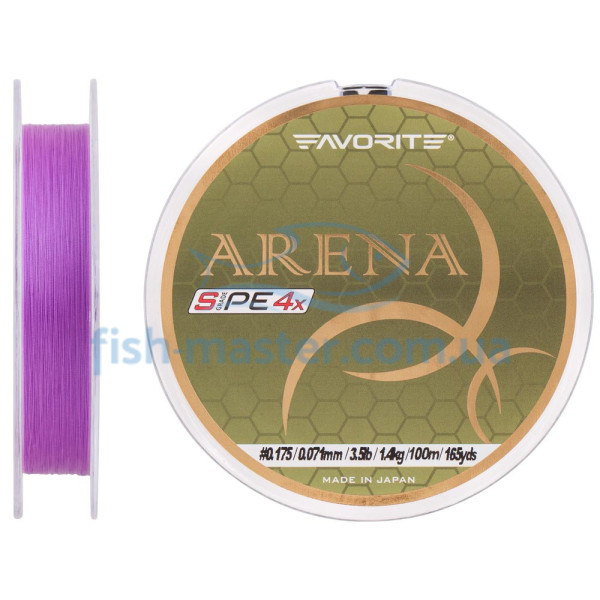 Шнур Favorite Arena PE 4x 100м (purple) #0.175/0.071mm 3.5lb/1.4kg