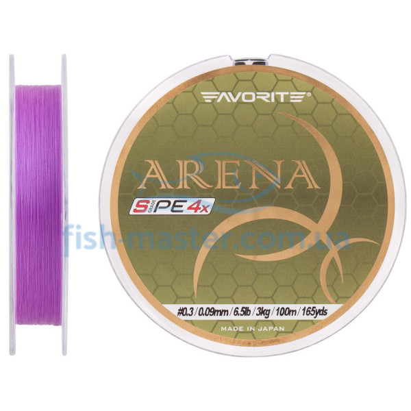 Шнур Favorite Arena PE 4x 100м (синій) #0.3/0.09mm 6.5lb/3kg