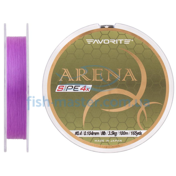 Шнур Favorite Arena PE 4x 100м (purple) #0.4/0.104mm 8lb/3.5kg