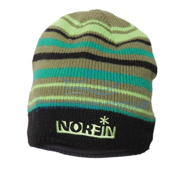 Шапка в'язана Norfin (зелена в смужку) FROST XL