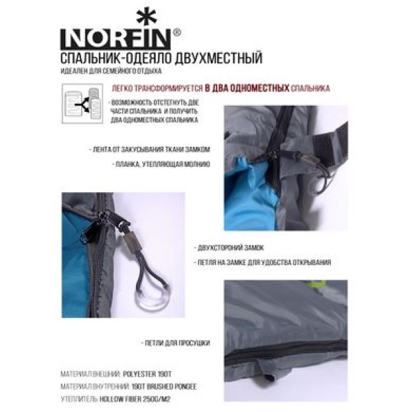 Мішок-ковдра спальна Norfin Alpine Comfort Double 250 (NFL-30240)