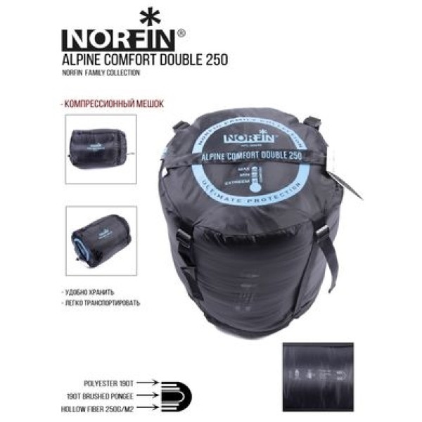 Мішок-ковдра спальна Norfin Alpine Comfort Double 250 (NFL-30240)