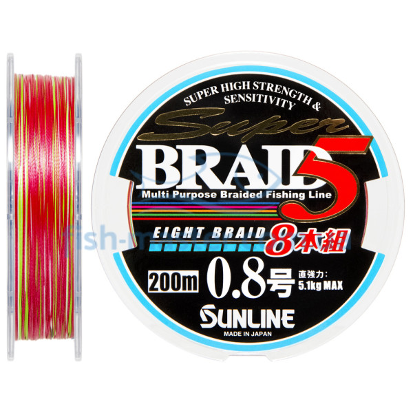 Шнур Sunline Super Braid 5 (8 Braid) 200м #0.8/0.148мм 11lb/5.1кг