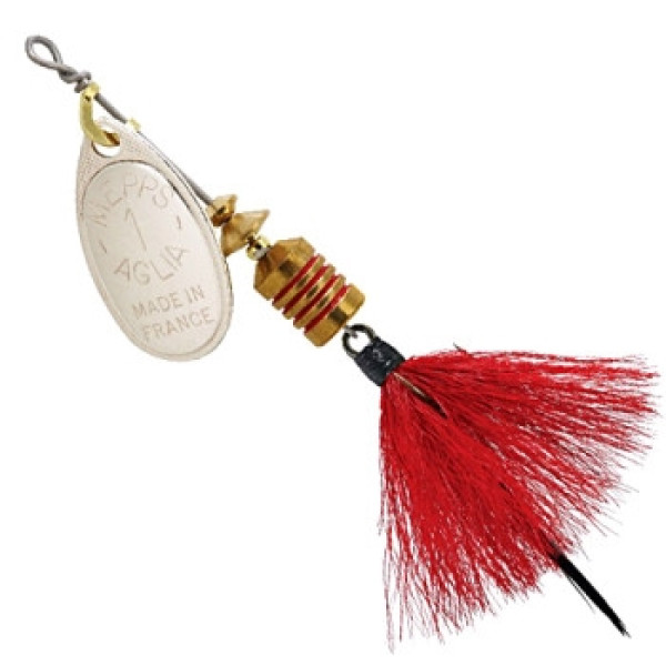 Mepps Aglia Mouche No. 1 Silver Red Spoon, 3.6g