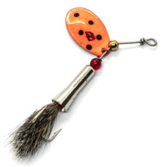 Dardevle Notangle Spinner 3g #Flo Orange/Black Dots