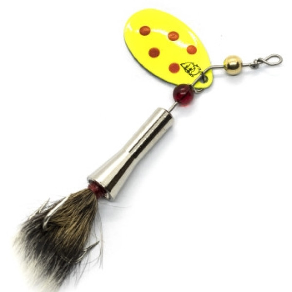 Dardevle Notangle Spinner 7g #Chartreuse w/Red Dots