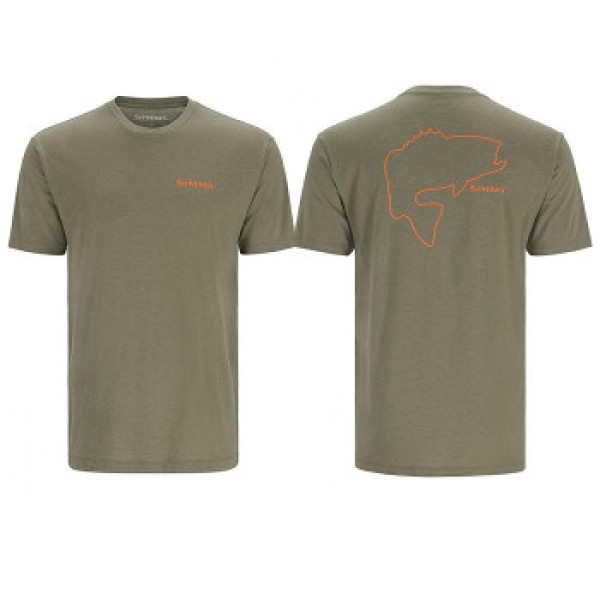 Футболка Simms Bass Outline T-Shirt Military Heather XXL