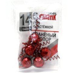Fanatik faceted corkscrew weight with clasp, red, 14g, 5 pcs