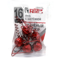 Fanatik faceted corkscrew weight with clasp, red, 16g, 5 pcs