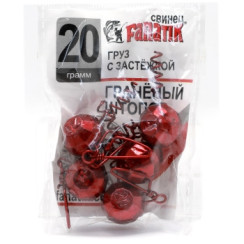 Fanatik faceted corkscrew weight with clasp, red, 20g, 5 pcs