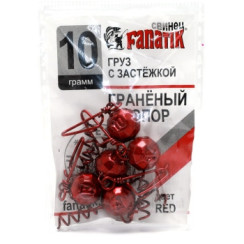 Fanatik faceted corkscrew weight with clasp, red, 10g, 5 pcs