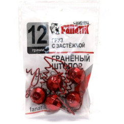Fanatik faceted corkscrew weight with clasp, red, 12g, 5 pcs