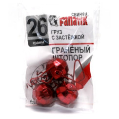 Fanatik faceted corkscrew weight with clasp, red, 26g, 3 pcs