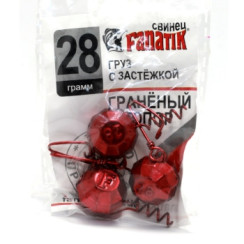 Fanatik faceted corkscrew weight with clasp, red, 28g, 3 pcs