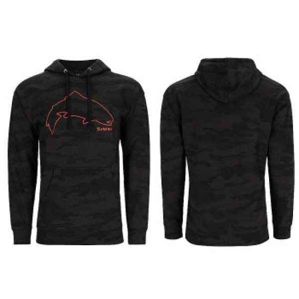 Simms Trout Outline Hoody Woodland Camo Carbon XXL
