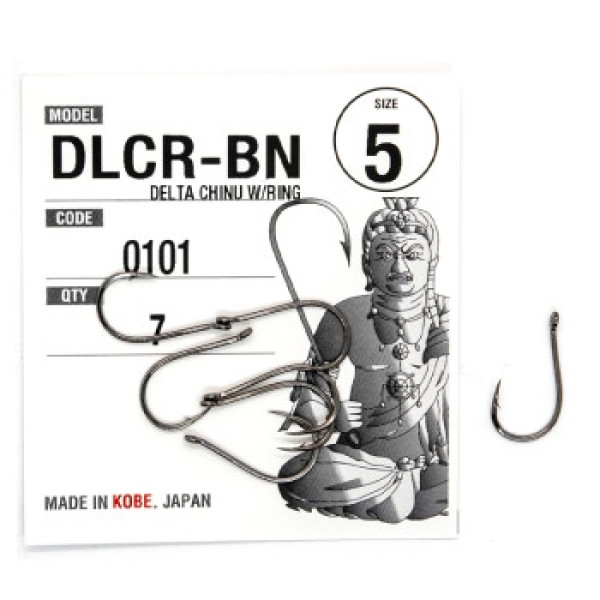 Fudo Delta-Chinu Hooks W/Ring Black 5