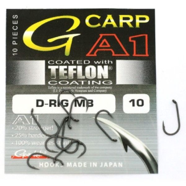 Hook Gamakatsu A1 G-Carp D-Rig MB PTFE coating Gray #10 10pcs