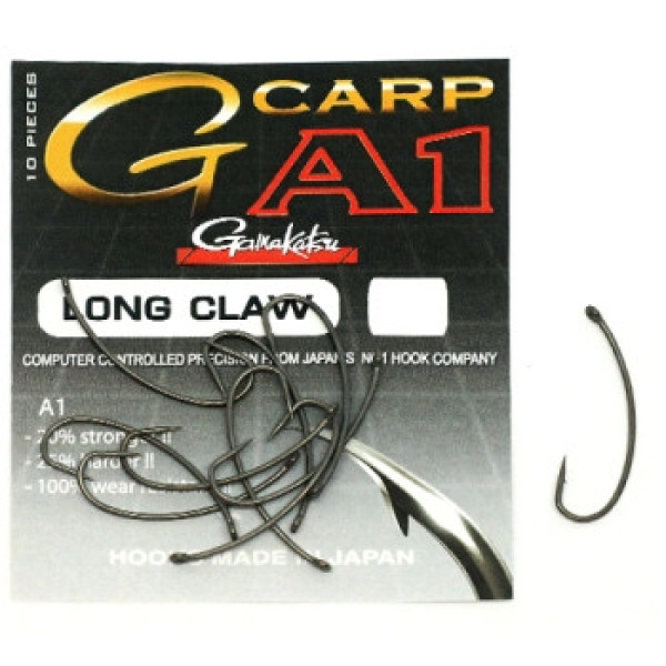 Гачок Gamakatsu A1 G-Carp Long Claw PTFE coating Grey #2 10шт