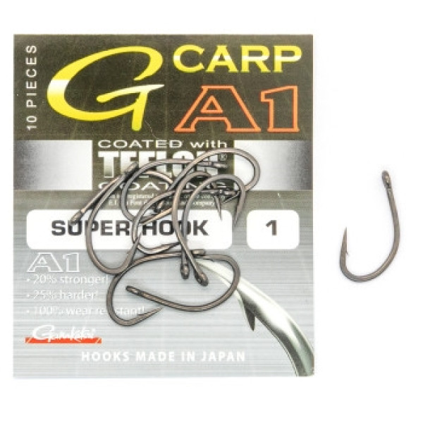 Гачок Gamakatsu A1 G-Carp Super Hook PTFE coating Grey #1 10шт