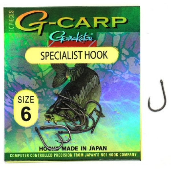 Gamakatsu G-Carp Specialist Black #6 Hook, 10 pcs.