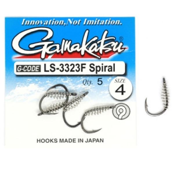 Gamakatsu LS-3323F Spiral Hook N/L Black #4 5pcs