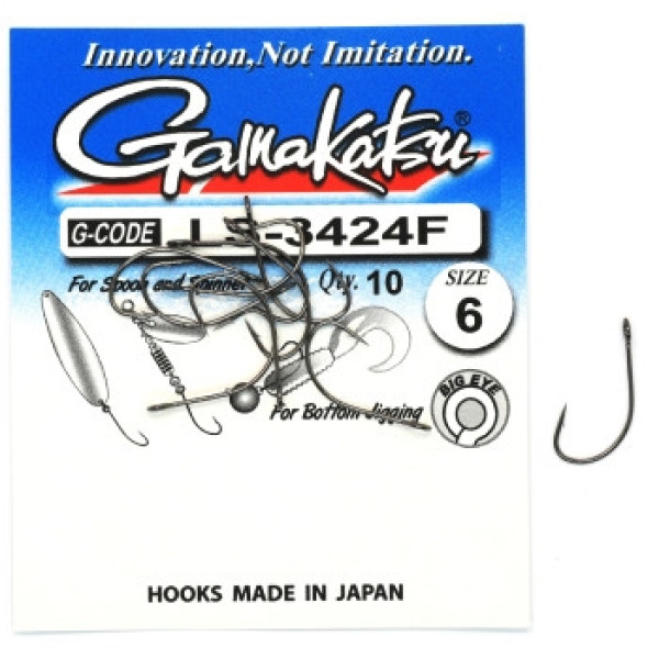 Gamakatsu LS-3424F Black #6 Hook, 10 pcs.