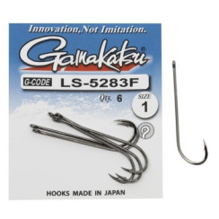 Gamakatsu LS-5283F N/L Black #1 Hook, 6 pcs.