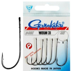 Гачок Gamakatsu Worm 31 Black #1 6шт
