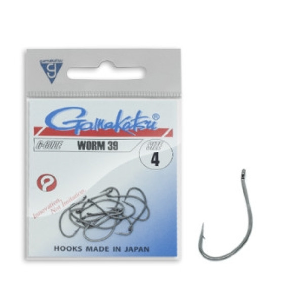 Гачок Gamakatsu офсетний Worm 39 Black #4 12шт