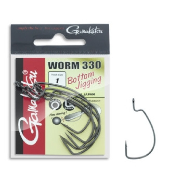 Gamakatsu Worm 330 Black Offset Hook #1 6pcs