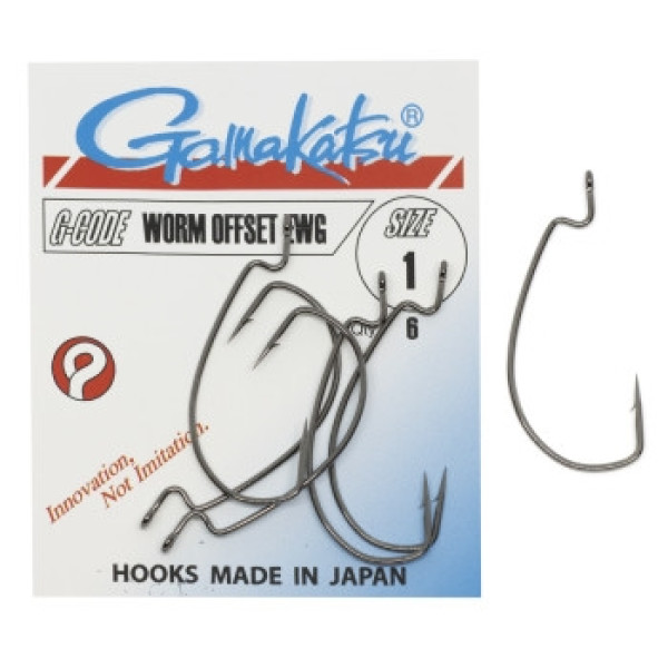 Крючок Gamakatsu офсетный Worm Offset EWG NS Black #1 6шт