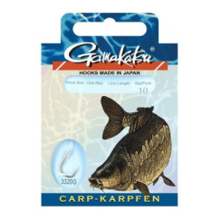 Гачок Gamakatsu BKD-3320G Carp 75cm Gold #6 10шт 0.26mm