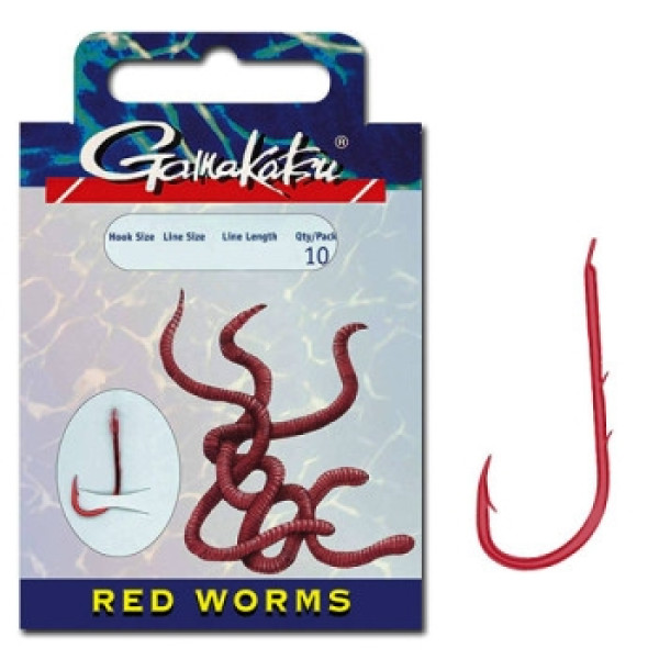 Hook Gamakatsu BKD-5260B Red Worms 60cm Bronze #4 10pcs 0.25mm