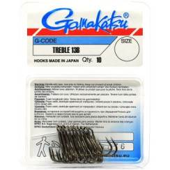Гачок Gamakatsu потрійний Treble 13NS Black #10 10шт
