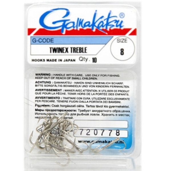 Gamakatsu Treble Twinex Nickel Hook #8 (10 pcs)