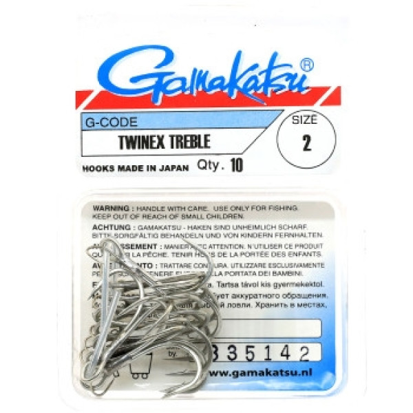 Крючок Gamakatsu тройной Treble Twinex Nickel #2 10шт