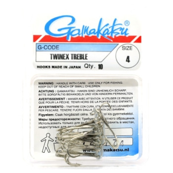 Крючок Gamakatsu тройной Treble Twinex Nickel #4 10шт