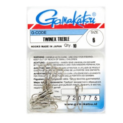 Gamakatsu Treble Twinex Nickel Hook #6 (10 pcs)