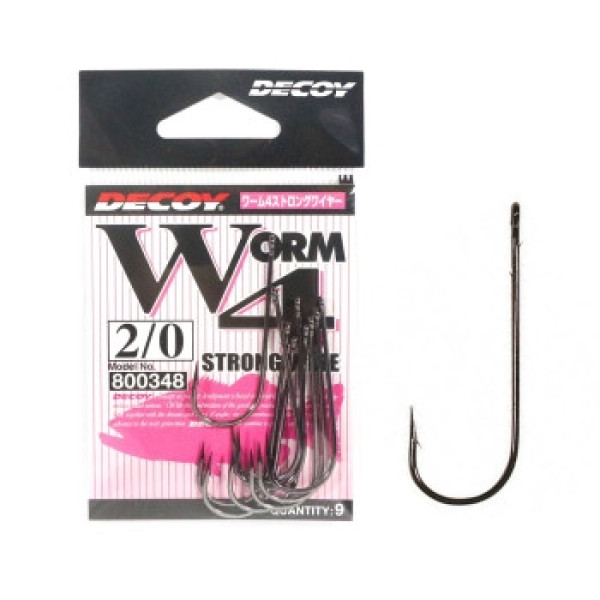 Hook Decoy Worm 4 Strong Wire 2/0, 9 pcs