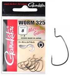 Gamakatsu Worm 325 Micro Game Black Offset Hook #6, 8 pcs.